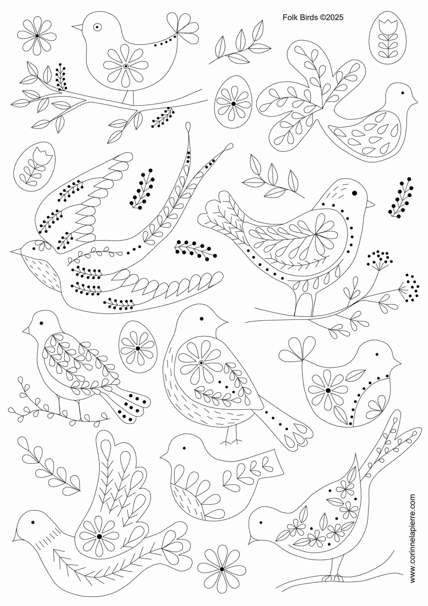 Stick and Stitch Embroidery / Folk Birds - Image 3
