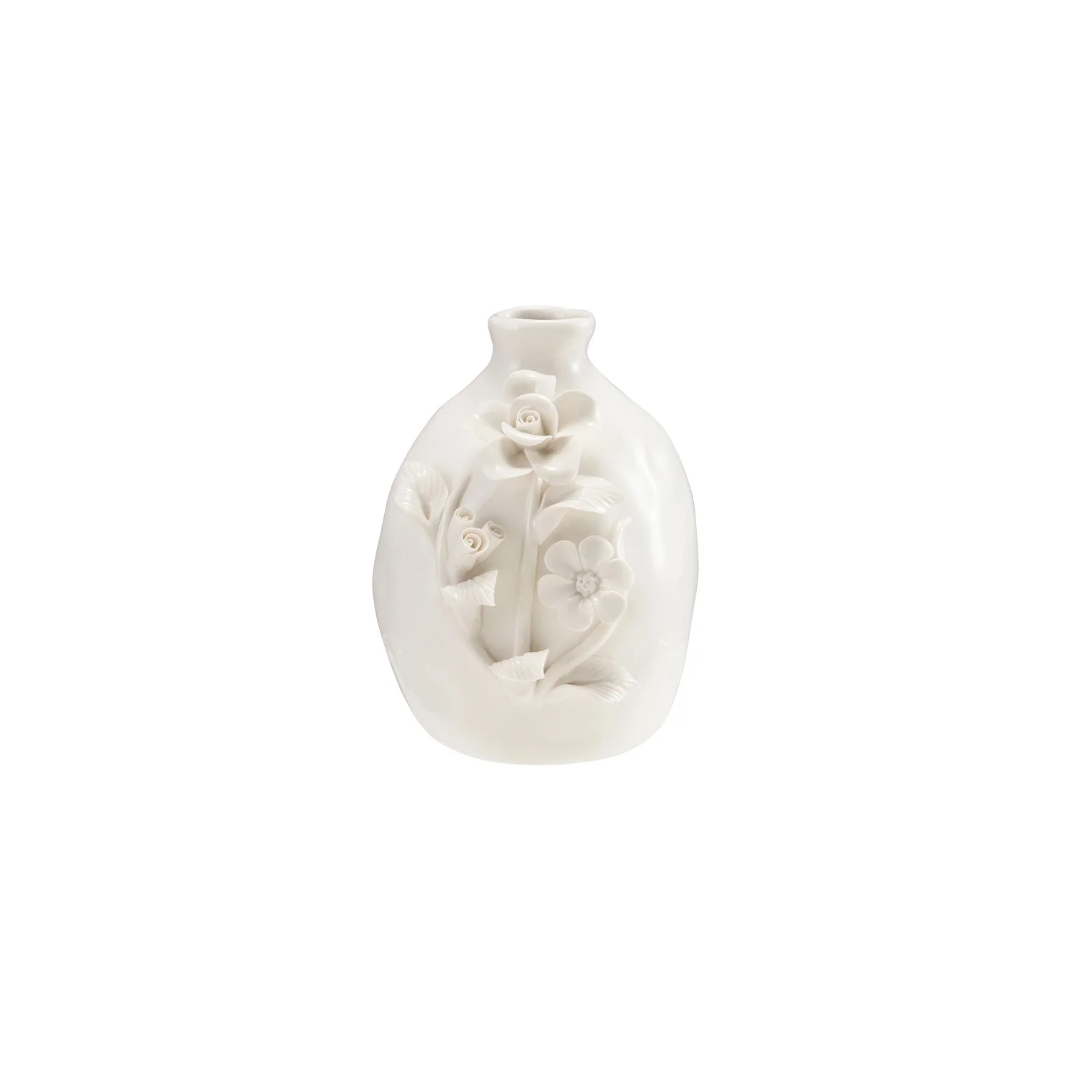 Stoneware Vase with 3D Flowers - Image 2