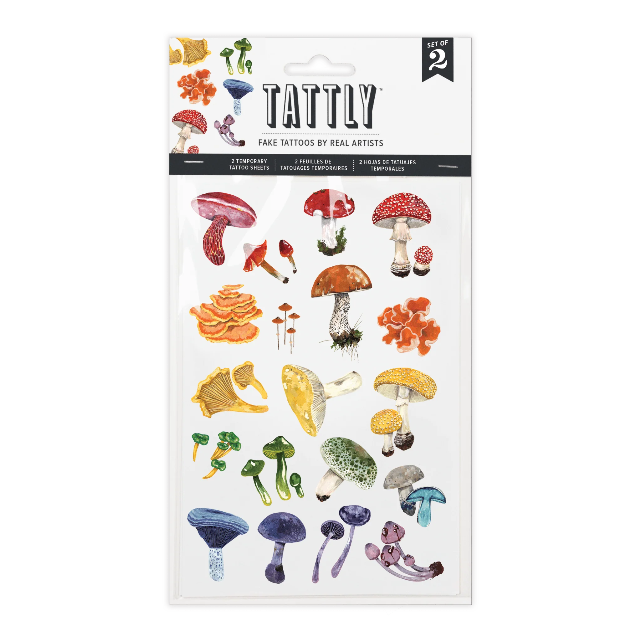 Tattoo Sheets / Colorful Mushrooms