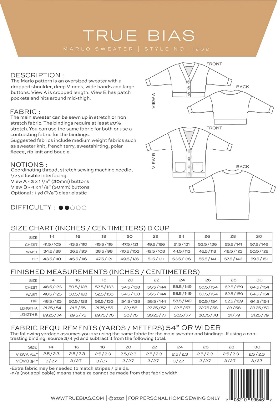 True Bias Patterns / Marlo Sweater / Curvy - Image 2