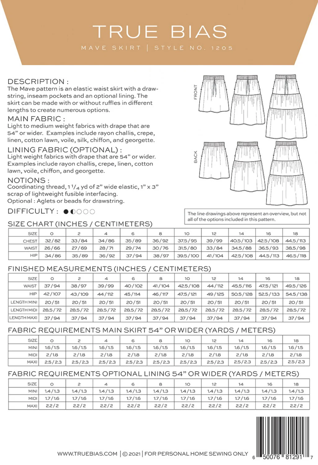 True Bias Patterns / Mave Skirt / Standard - Image 2
