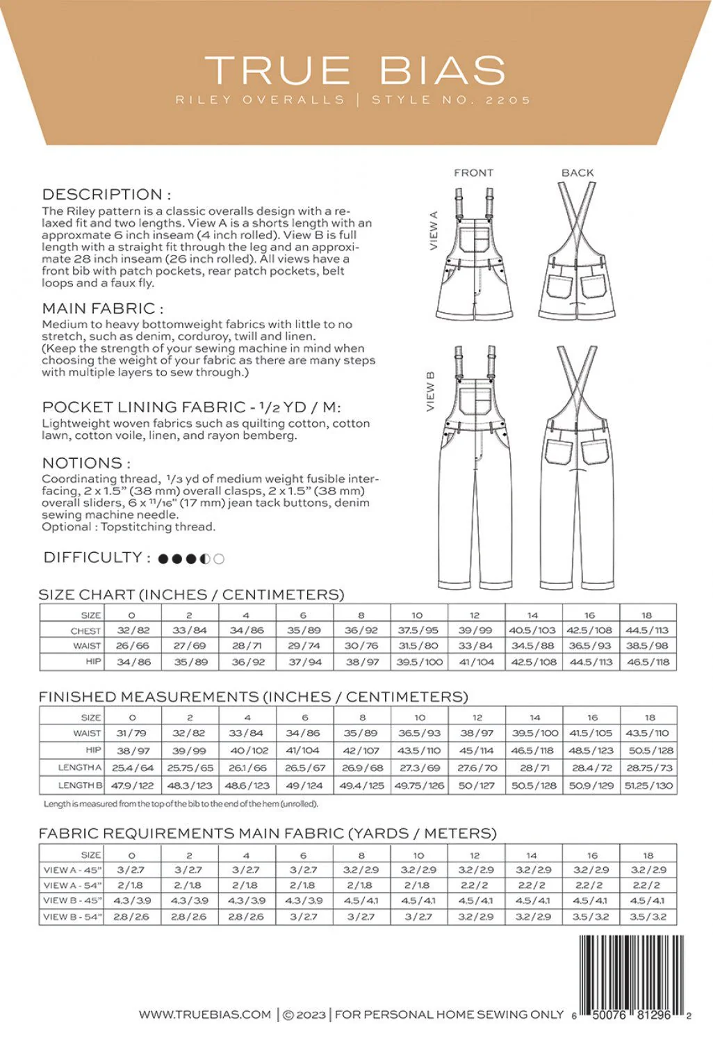 True Bias Patterns / Riley Overalls / Standard - Image 8