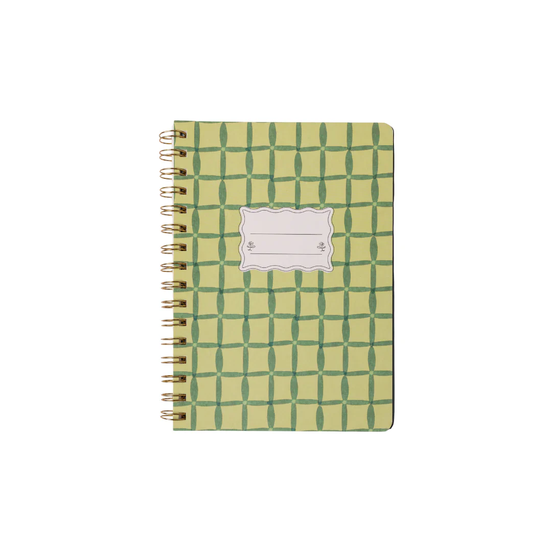 Tulip Twin Wire Notebook - Green Lattice