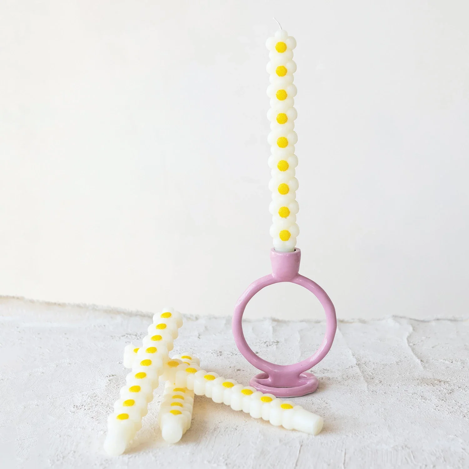 Stacked Daisy Shaped Taper Candles