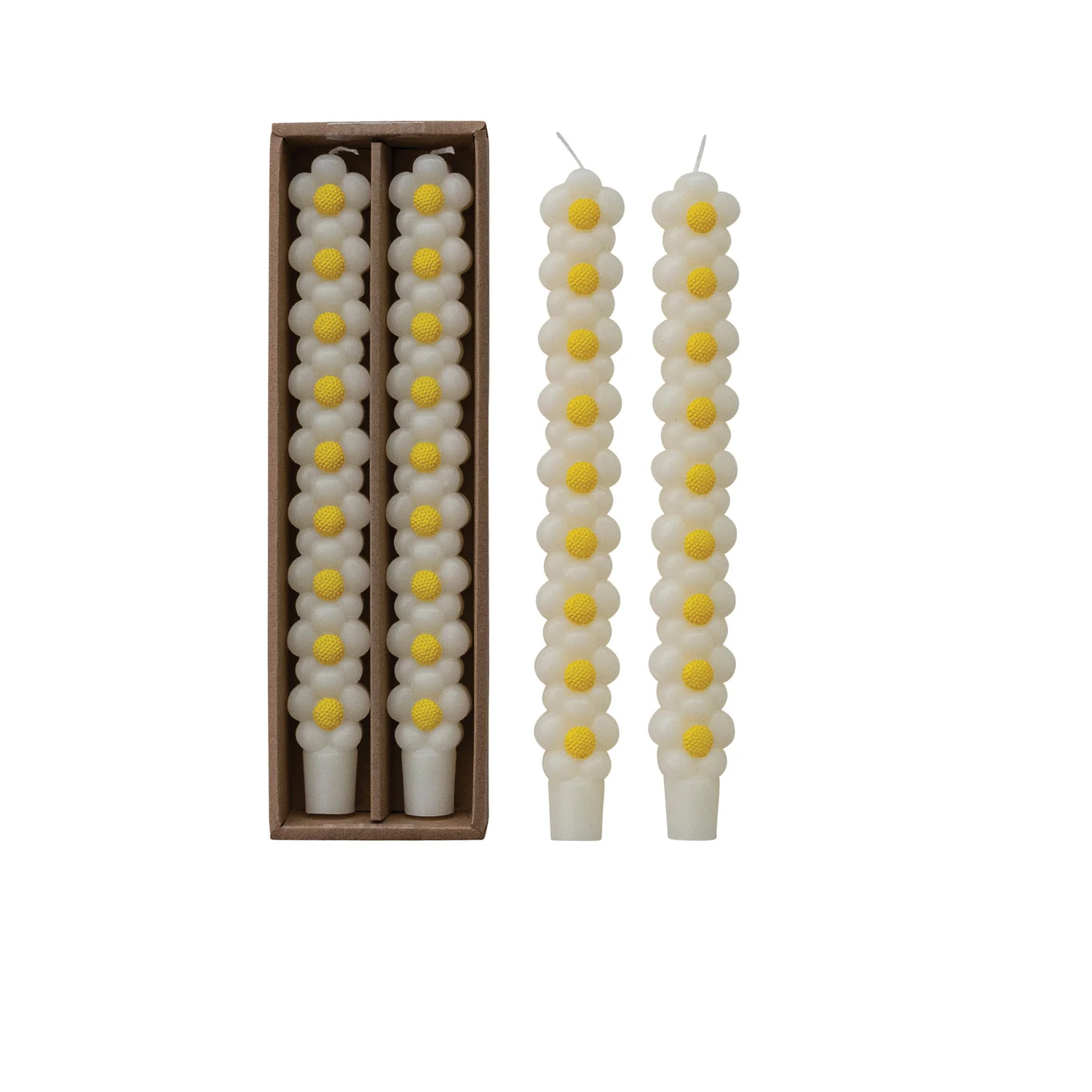 Stacked Daisy Shaped Taper Candles - Image 2