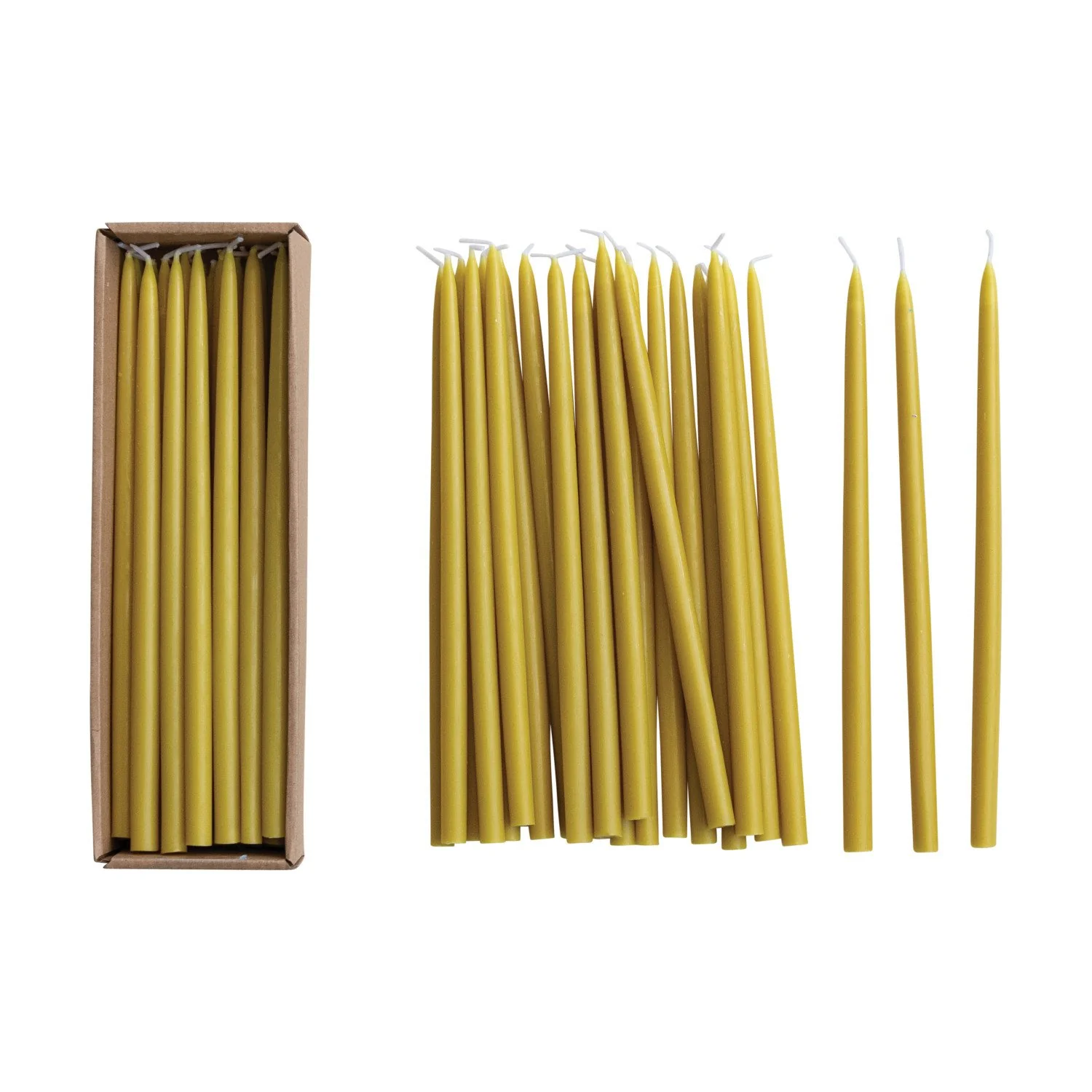 Unscented Thin Taper Candles, Set of 24 / Chartreuse