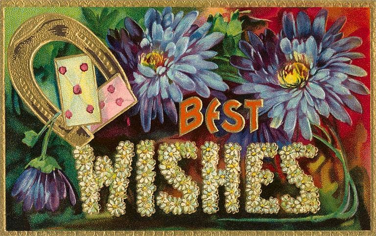 Vintage Postcard / Best Wishes