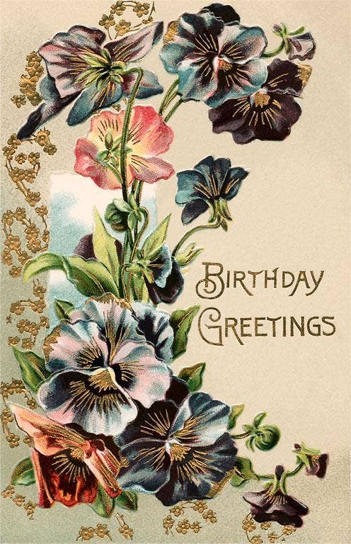 Vintage Postcard / Birthday Greetings Flowers