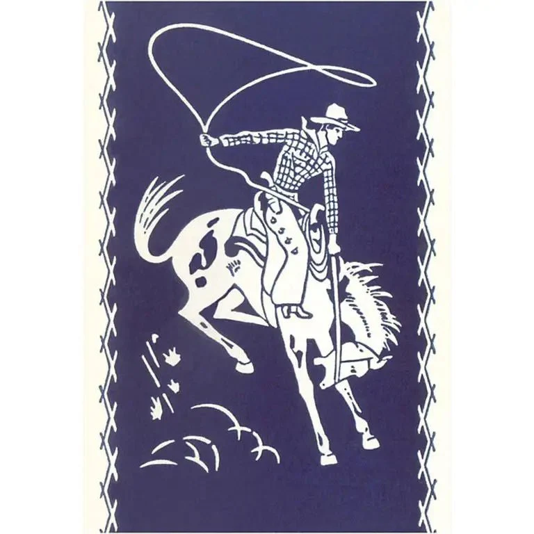 Vintage Postcard / Cowboy with Lariat on Bucking Bronco