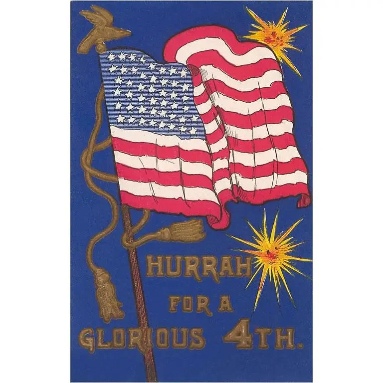Vintage Postcard / Glorious 4th, American Flag