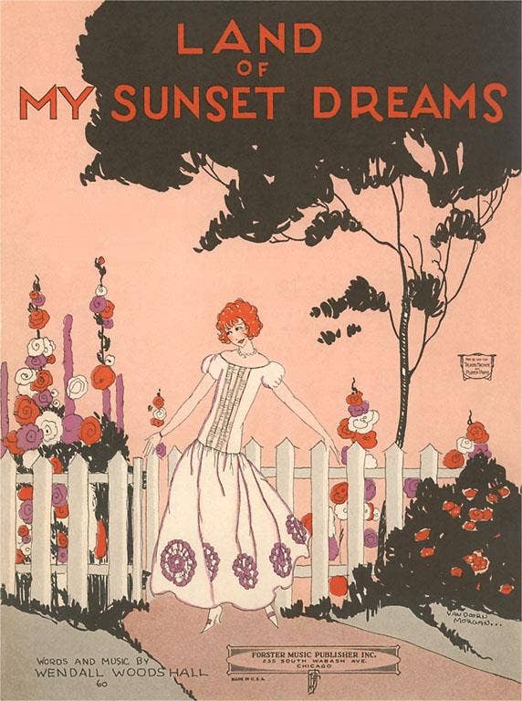 Vintage Postcard / Sheet Music for Sunset Dreams