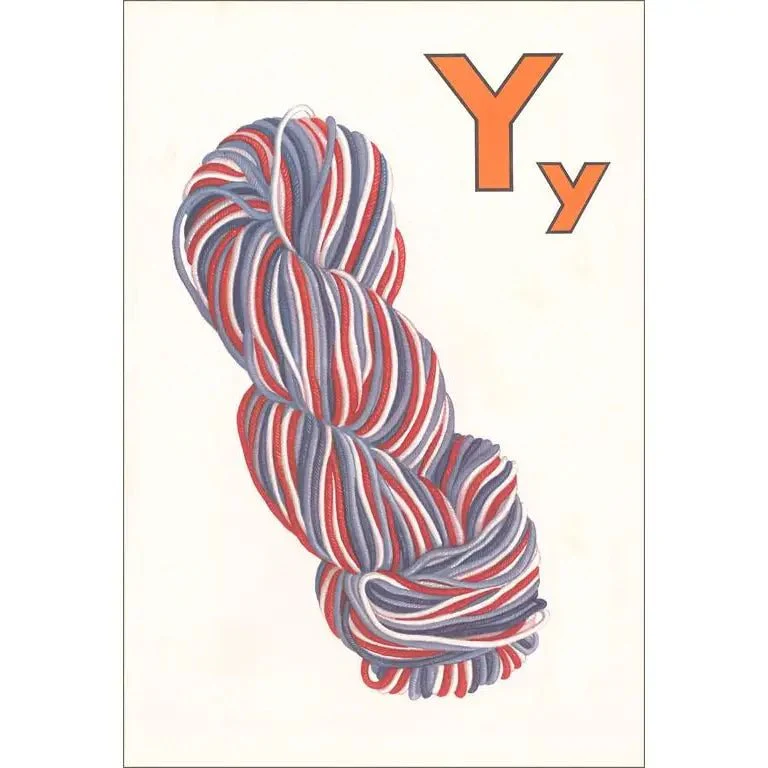 Vintage Postcard / Y is for Yarn Variegated
