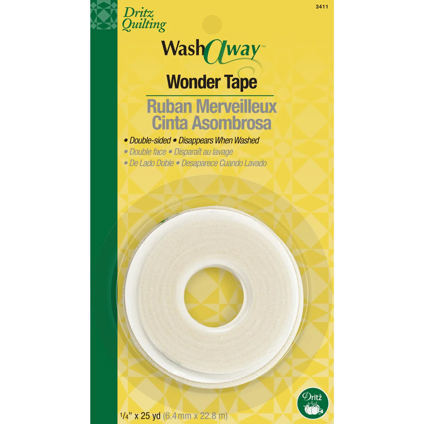 Wash-A-Way Wonder Tape, Double-Sided / 1/4" x 25yd
