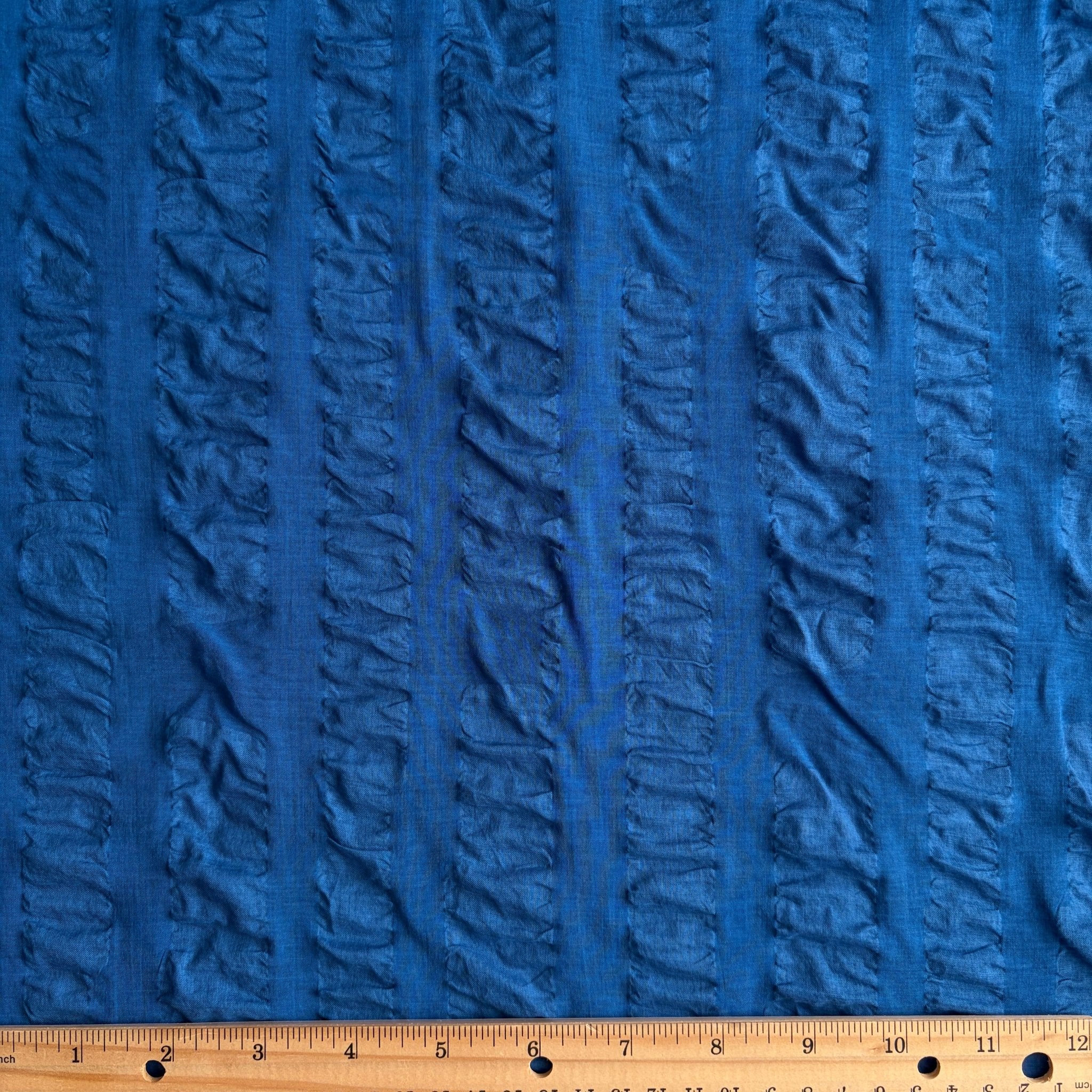 Wide Stripe Ripple Cotton Lawn / Blue - Image 2