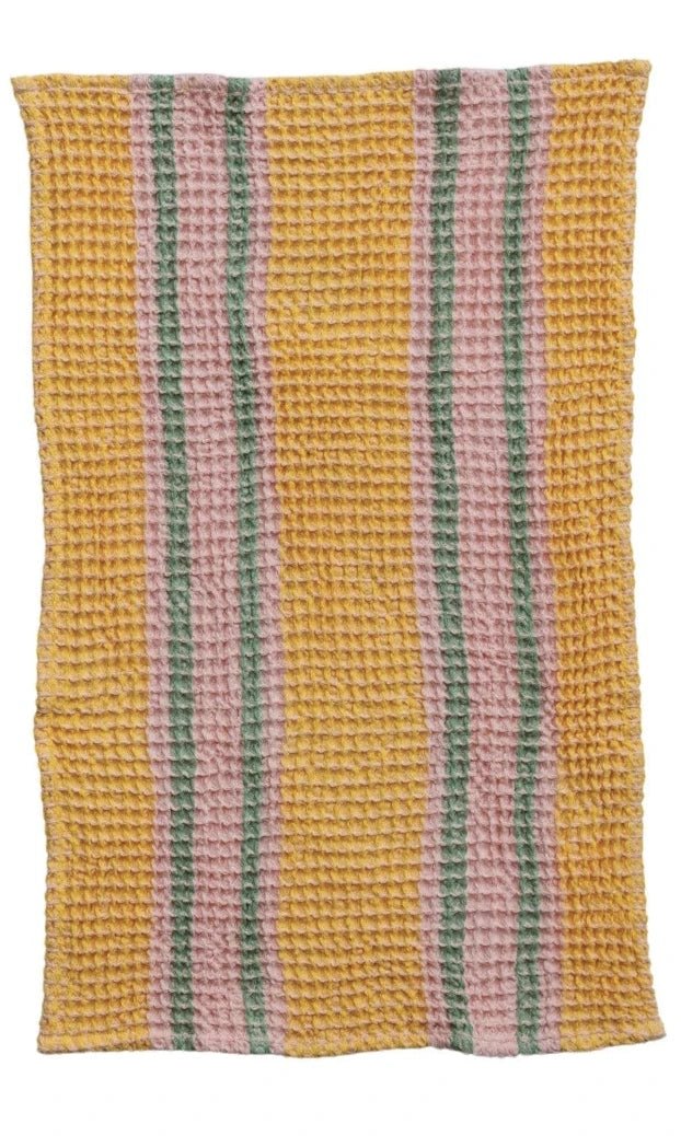 Woven Cotton Waffle Weave Tea Towels / Yellow